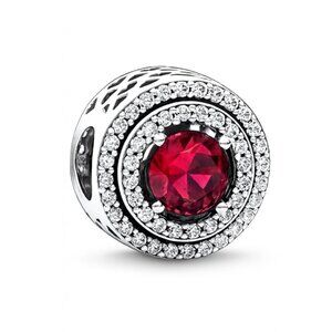 Ruby Red Sparkling Levelled Round Charm